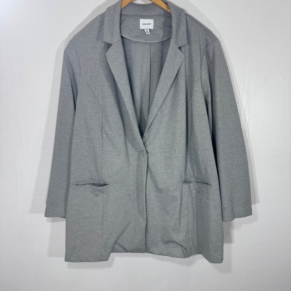 Nine West‎ Women's Plus Size 4X Gray Knit Blazer Career Casual Jacket